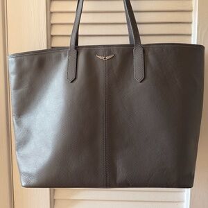 Authentic Zadic and Voltaire Gray Leather Tote Bag